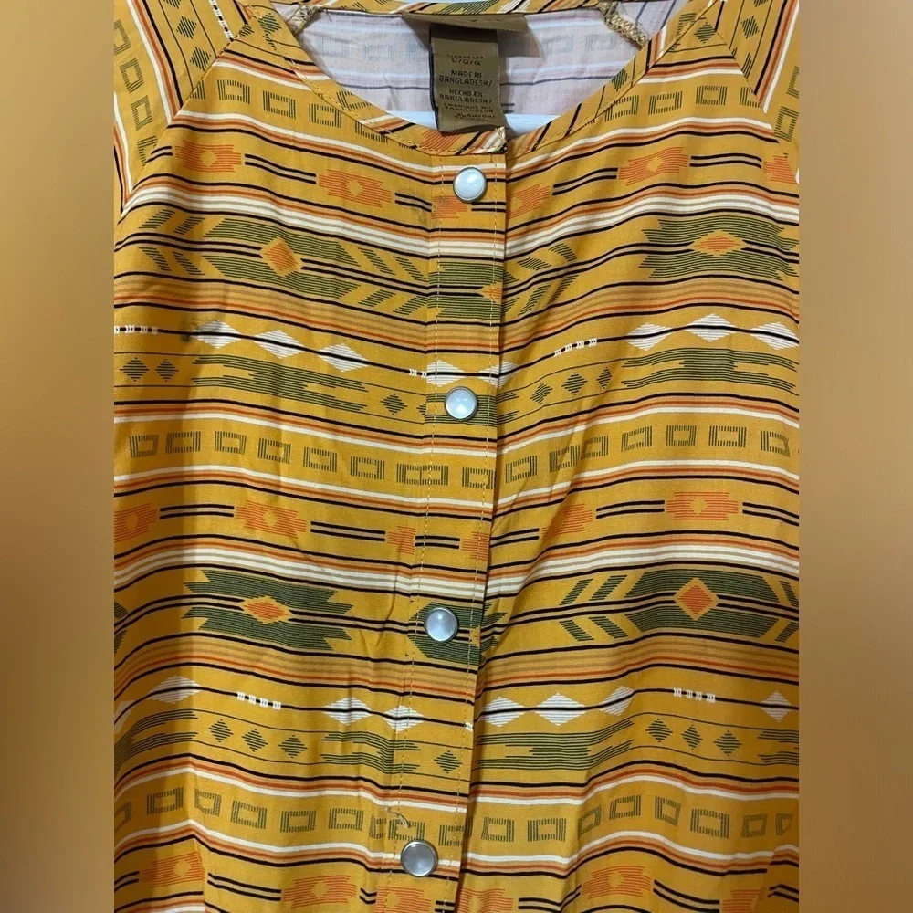 Girls Western Aztec Tie Front Wrangler Long Sleeve Button Down Blouse size Large